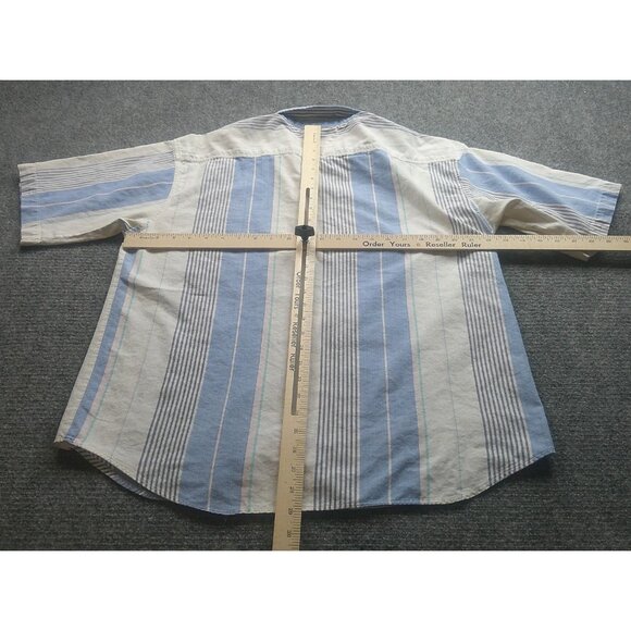 Steeplechase Shirt Men's L Blue White Striped Button-Down Causal *Read Preppy - Picture 6 of 14